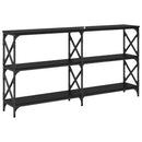 vidaXL Konzolasztal Fekete tölgy 156 x 28 x 80,5 cm Faanyag