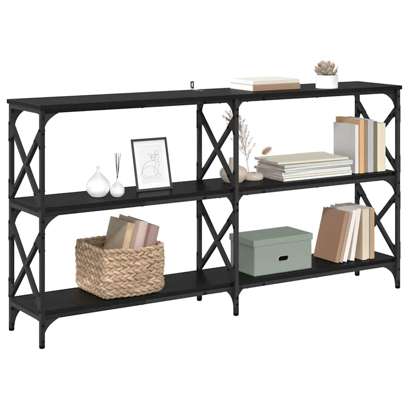 vidaXL Konzolasztal Fekete tölgy 156 x 28 x 80,5 cm Faanyag