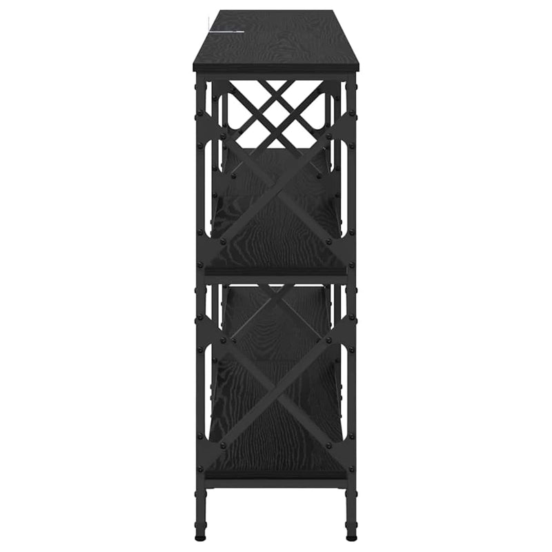 vidaXL Konzolasztal Fekete tölgy 156 x 28 x 80,5 cm Faanyag