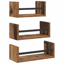 vidaXL Fali polc készlet polcokkal 3 pcs Öreg fa 40x16x14cm Faanyag