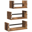 vidaXL Fali polc készlet polcokkal 3 pcs Öreg fa 40x16x14cm Faanyag