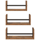 vidaXL Fali polc készlet polcokkal 3 pcs Öreg fa 40x16x14cm Faanyag