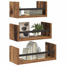 vidaXL Fali polc készlet polcokkal 3 pcs Öreg fa 40x16x14cm Faanyag
