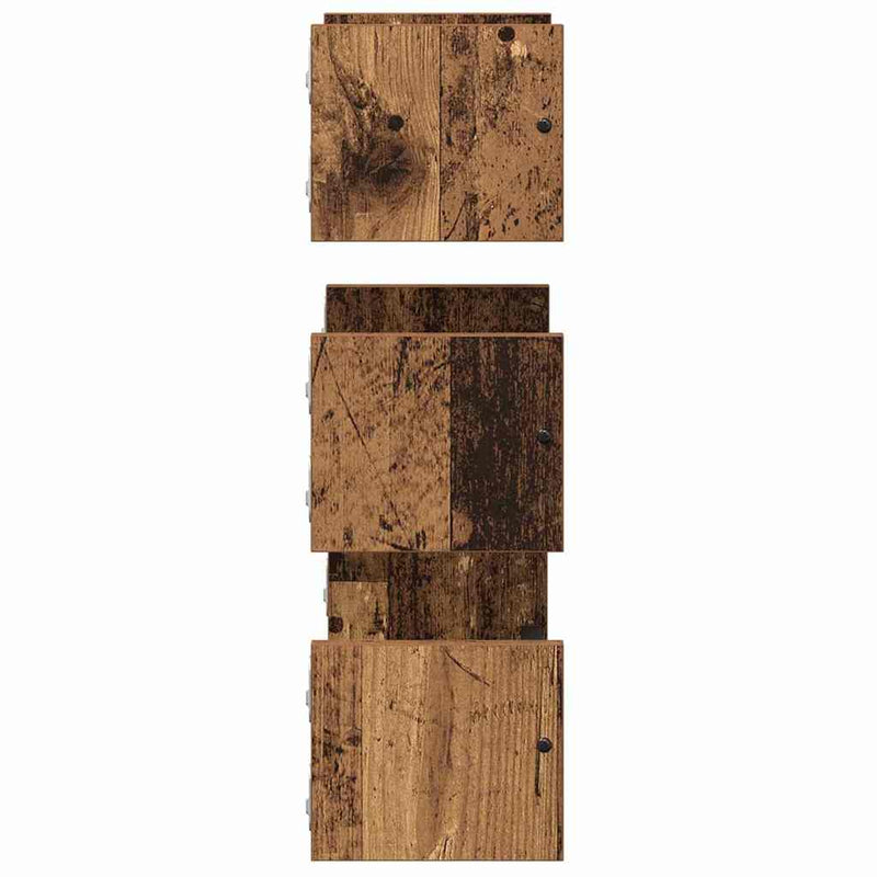 vidaXL Fali polc készlet polcokkal 3 pcs Öreg fa 40x16x14cm Faanyag