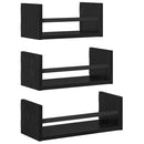vidaXL Fali polc készlet 3 pcs Fekete tölgy 40x16x14cm Faanyag