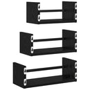 vidaXL Fali polc készlet 3 pcs Fekete tölgy 40x16x14cm Faanyag