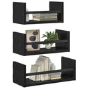 vidaXL Fali polc készlet 3 pcs Fekete tölgy 40x16x14cm Faanyag