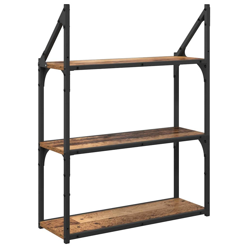 vidaXL Falpolc polcokkal tárolóval Öreg fa 60 x 21 x 78,5 cm Faanyag