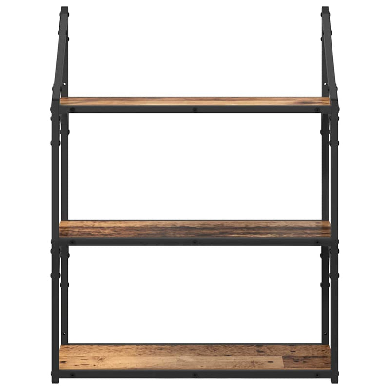 vidaXL Falpolc polcokkal tárolóval Öreg fa 60 x 21 x 78,5 cm Faanyag