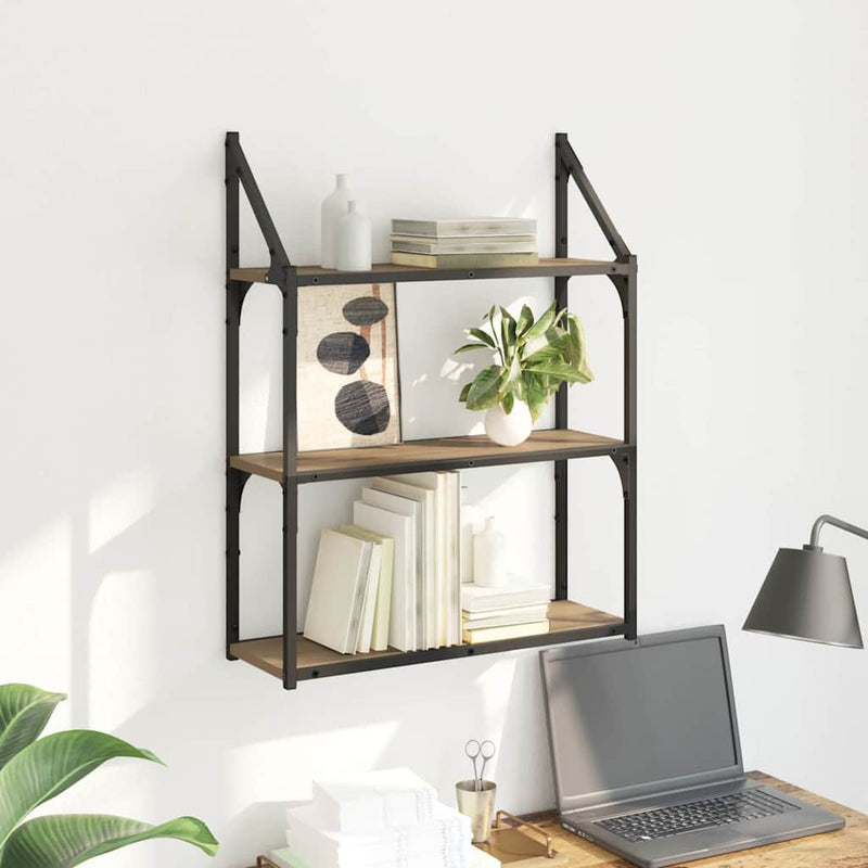 vidaXL Falpolc polcokkal Artisan tölgy 60 x 21 x 78,5 cm Faanyag