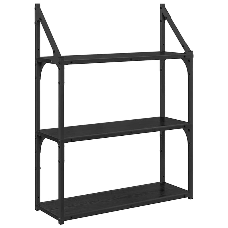 vidaXL Falpolc polcokkal Fekete tölgy 60 x 21 x 78,5 cm Faanyag