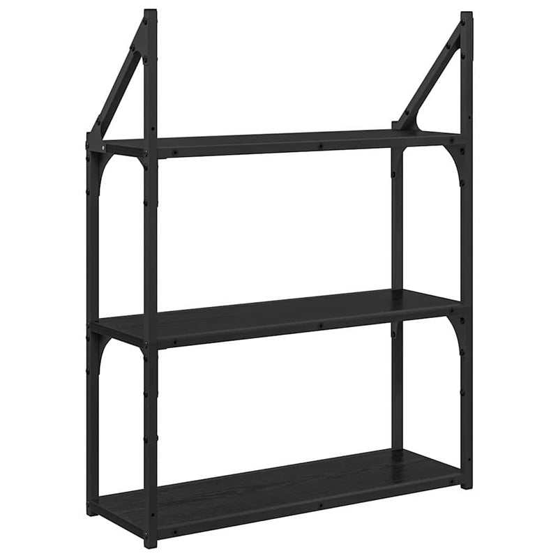 vidaXL Falpolc polcokkal Fekete tölgy 60 x 21 x 78,5 cm Faanyag