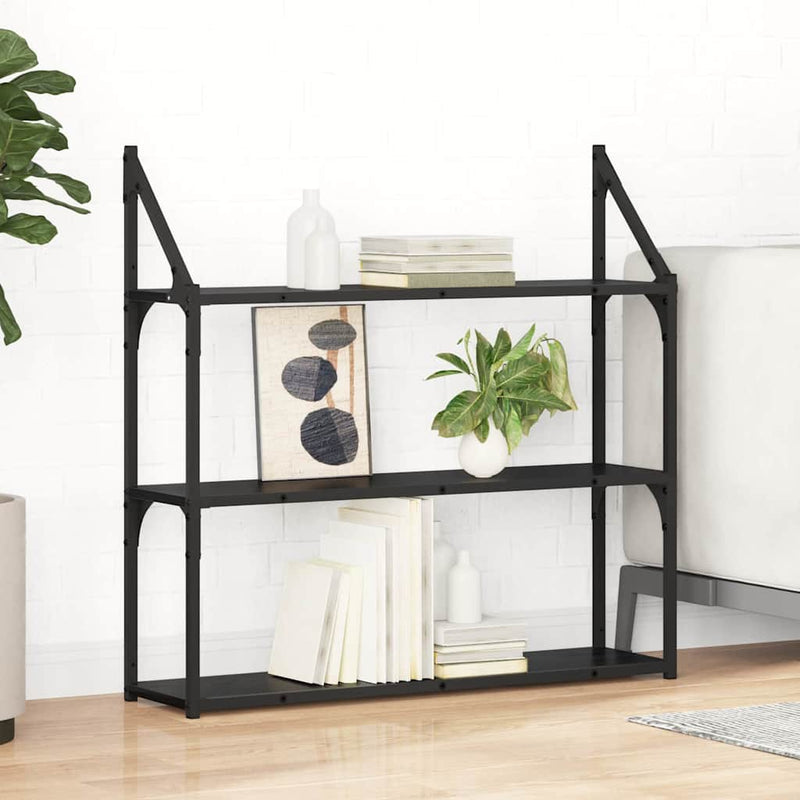 vidaXL Falpolc polcokkal Fekete tölgy 80 x 21 x 78,5 cm Faanyag