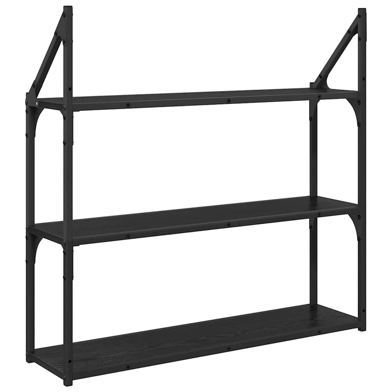 vidaXL Falpolc polcokkal Fekete tölgy 80 x 21 x 78,5 cm Faanyag