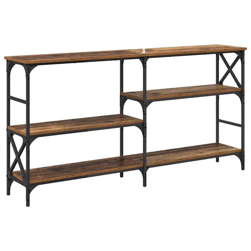 vidaXL Konzolasztal polcokkal Öreg fa 150 x 29 x 76,5 cm Faanyag
