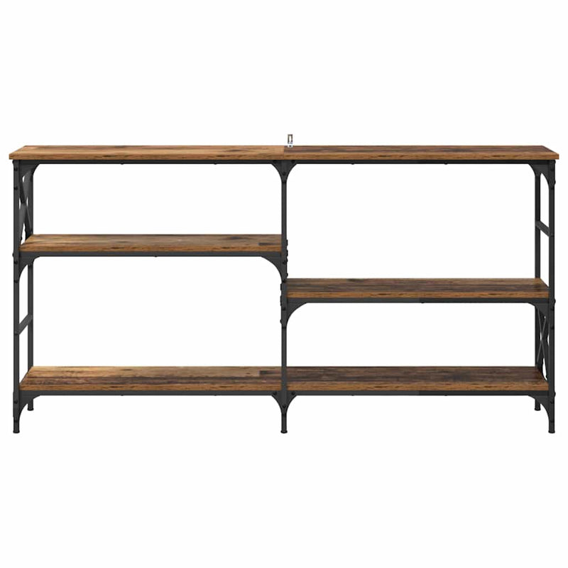 vidaXL Konzolasztal polcokkal Öreg fa 150 x 29 x 76,5 cm Faanyag