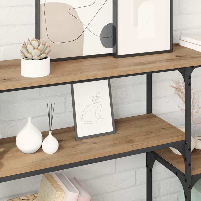 vidaXL Konzolasztal polcokkal Artisan tölgy 150 x 29 x 76,5 cm Faanyag