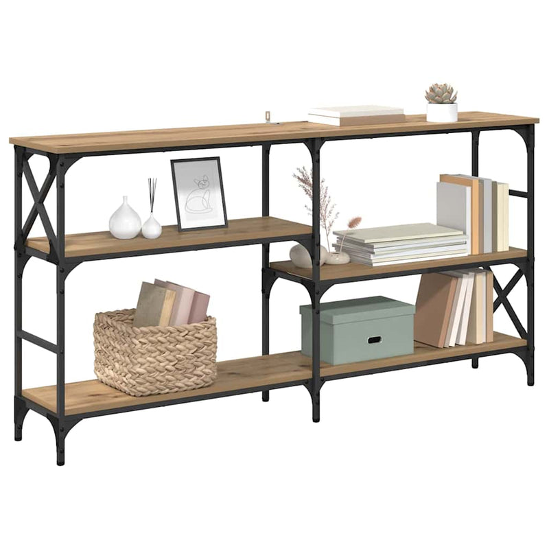 vidaXL Konzolasztal polcokkal Artisan tölgy 150 x 29 x 76,5 cm Faanyag