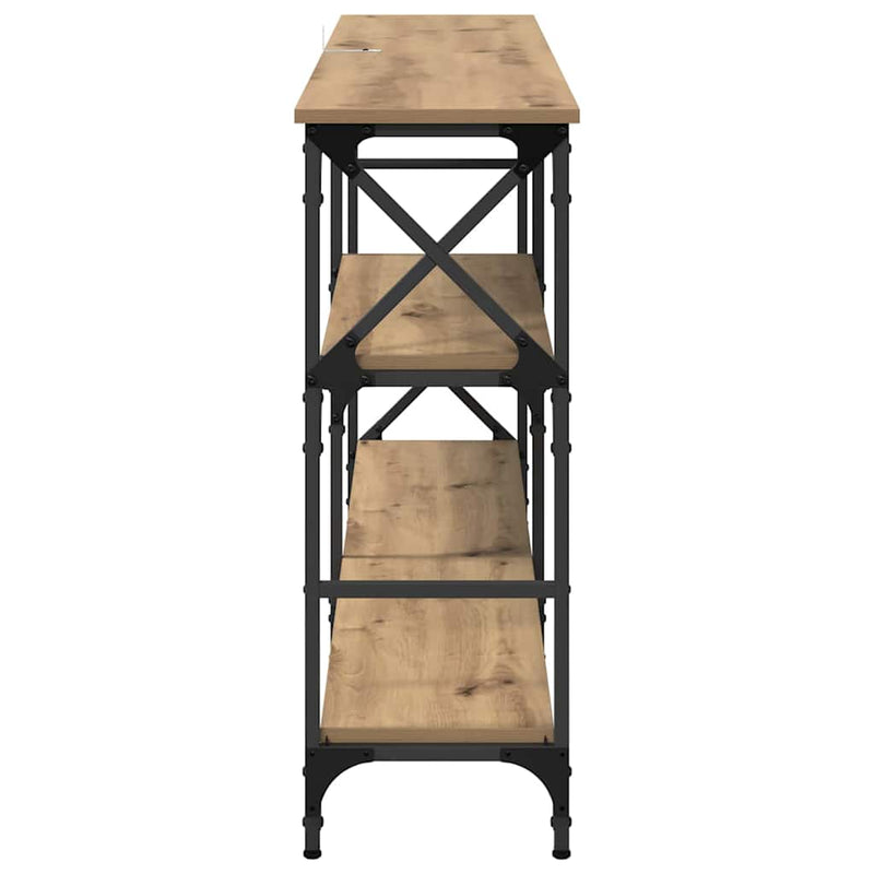 vidaXL Konzolasztal polcokkal Artisan tölgy 150 x 29 x 76,5 cm Faanyag