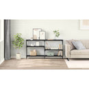 vidaXL Konzolasztal polcokkal Fekete tölgy 150 x 29 x 76,5 cm Faanyag