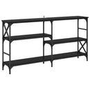 vidaXL Konzolasztal polcokkal Fekete tölgy 150 x 29 x 76,5 cm Faanyag