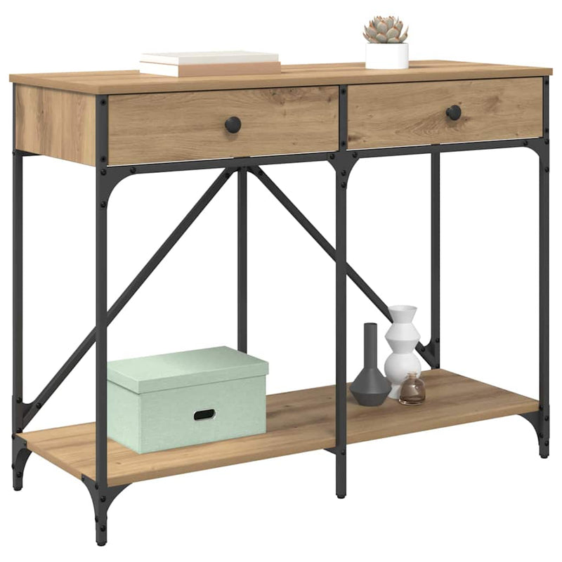 vidaXL Konzolasztal fiókkal Artisan tölgy 100 x 39 x 78,5 cm Faanyag