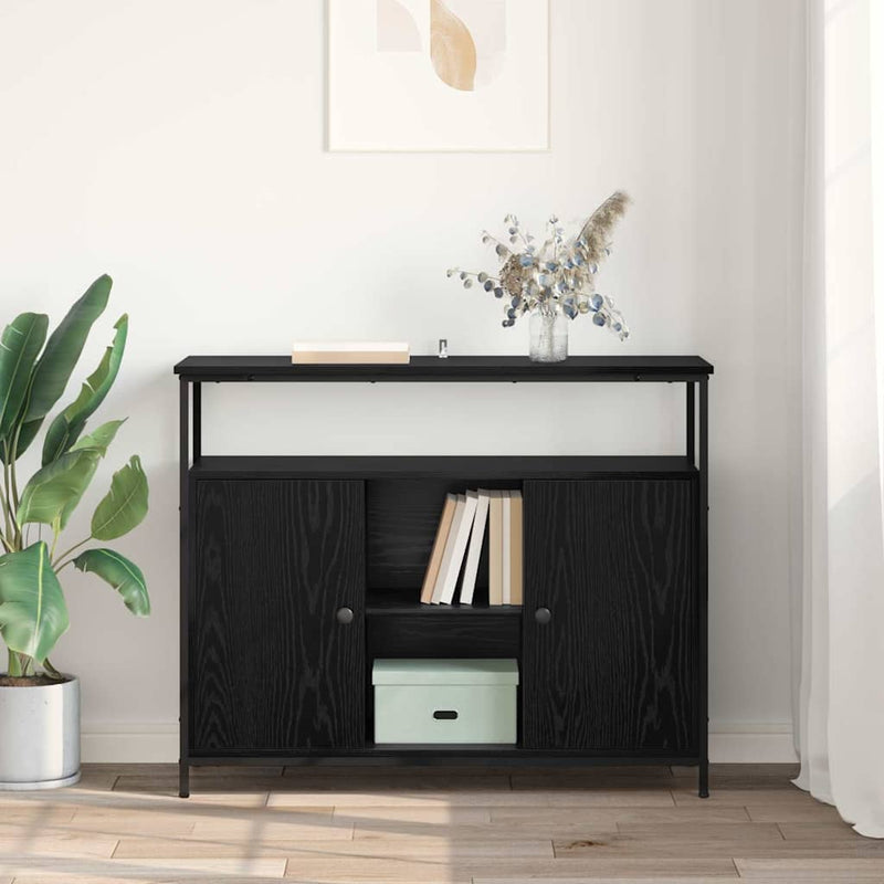 vidaXL Széf Fekete tölgy 100 x 35 x 80 cm Faanyag