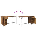 vidaXL Számítógépes asztal fiókkal Öreg fa 131 x 48 x 75 cm Faanyag