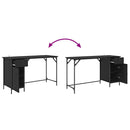 vidaXL Számítógépes asztal Fekete tölgy 131 x 48 x 75 cm Faanyag