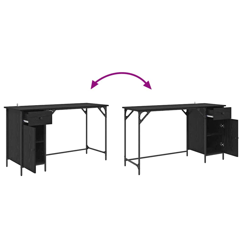 vidaXL Számítógépes asztal Fekete tölgy 131 x 48 x 75 cm Faanyag