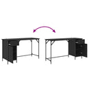 vidaXL Számítógépes asztal Fekete tölgy 131 x 48 x 75 cm Faanyag