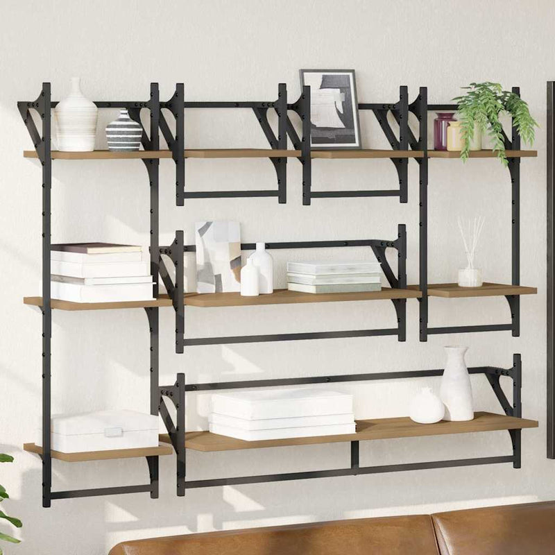 vidaXL Fali polc készlet 6 pcs Artisan tölgy 100 x 25 x 30 cm Faanyag