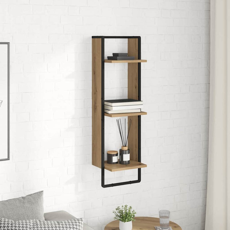 vidaXL Falpolc polcokkal Artisan tölgy 30 x 25 x 100 cm Faanyag