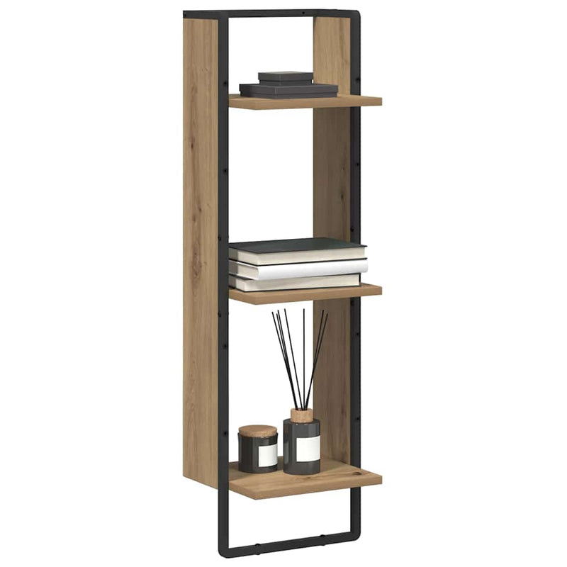 vidaXL Falpolc polcokkal Artisan tölgy 30 x 25 x 100 cm Faanyag