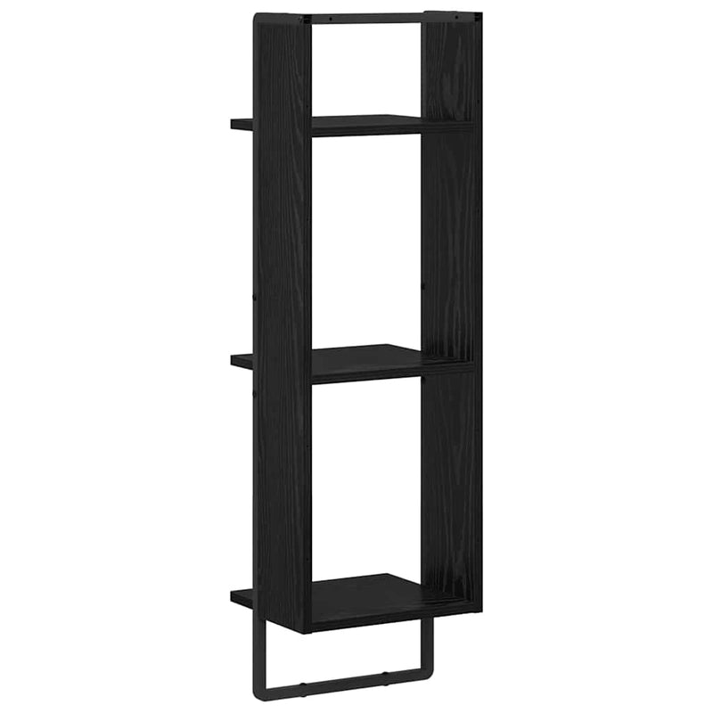 vidaXL Falpolc polcokkal Fekete tölgy 30 x 25 x 100 cm Faanyag