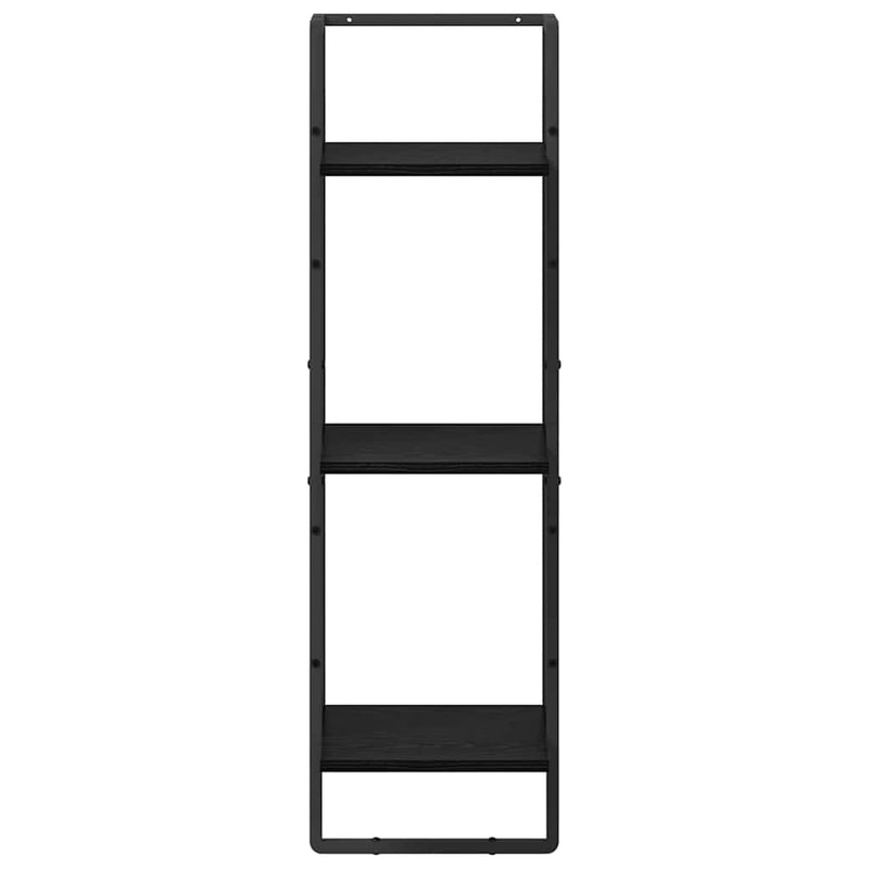 vidaXL Falpolc polcokkal Fekete tölgy 30 x 25 x 100 cm Faanyag