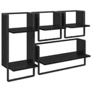 vidaXL Fali polc készlet 4 pcs Fekete tölgy 65 x 25 x 30 cm Faanyag