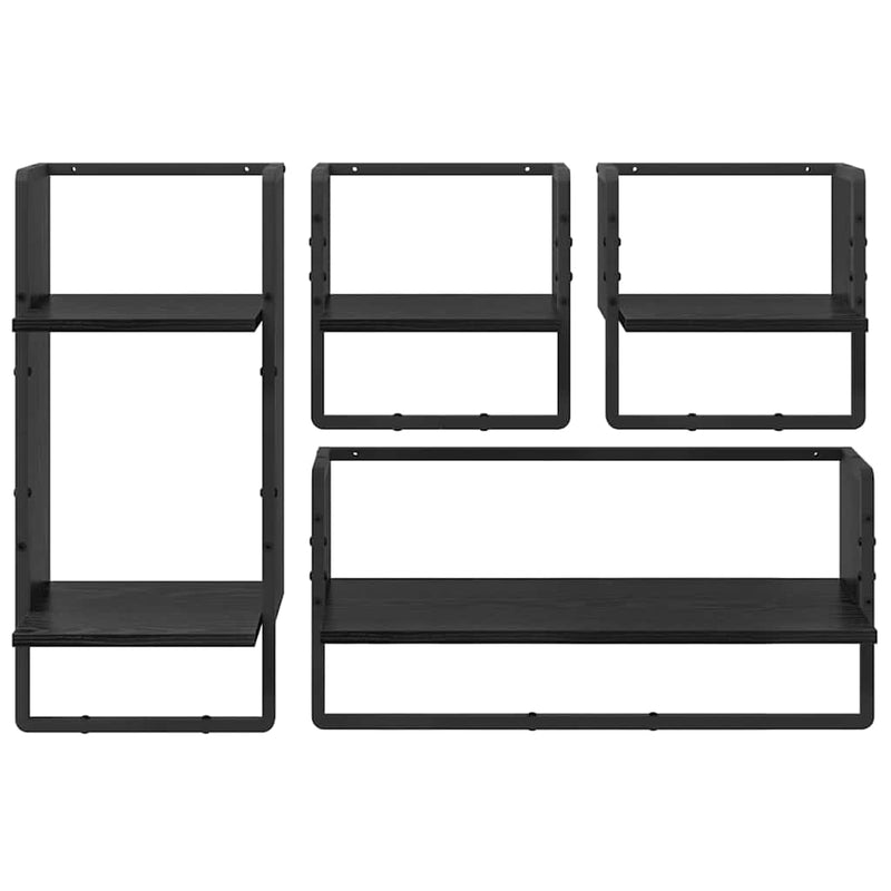 vidaXL Fali polc készlet 4 pcs Fekete tölgy 65 x 25 x 30 cm Faanyag