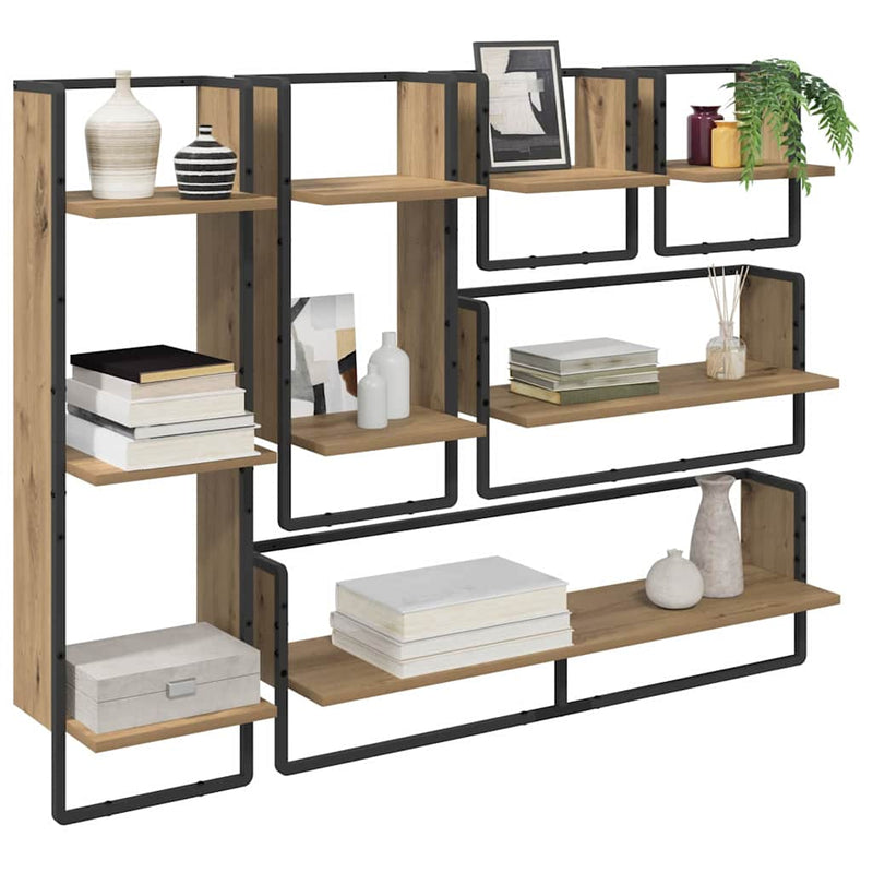 vidaXL Fali polc készlet 6 pcs Artisan tölgy 100 x 25 x 30 cm Faanyag