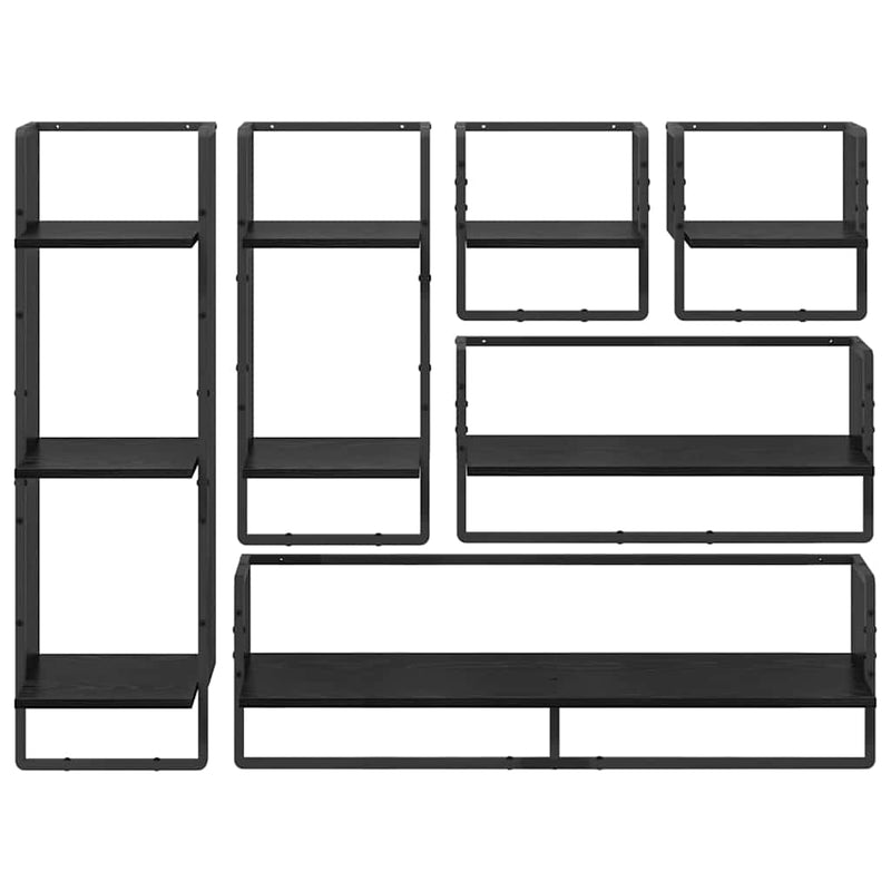 vidaXL Fali polc készlet 6 pcs Fekete tölgy 100 x 25 x 30 cm Faanyag