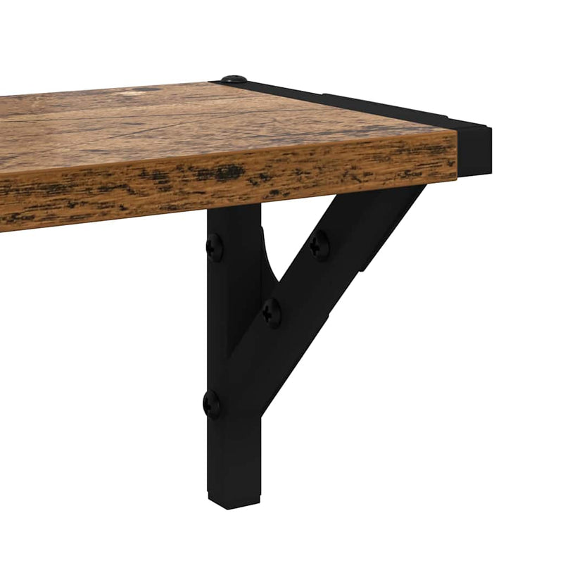 vidaXL Falpolcok polcokkal 2 pcs Öreg fa 60 x 15 x 15,5 cm Faanyag