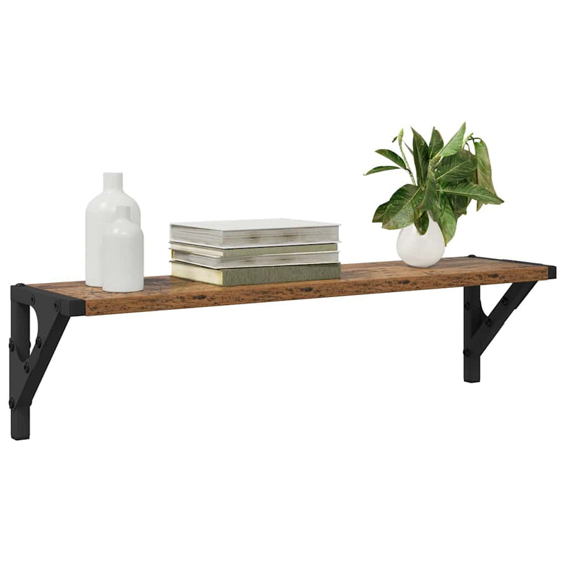 vidaXL Falpolcok polcokkal 2 pcs Öreg fa 60 x 15 x 15,5 cm Faanyag