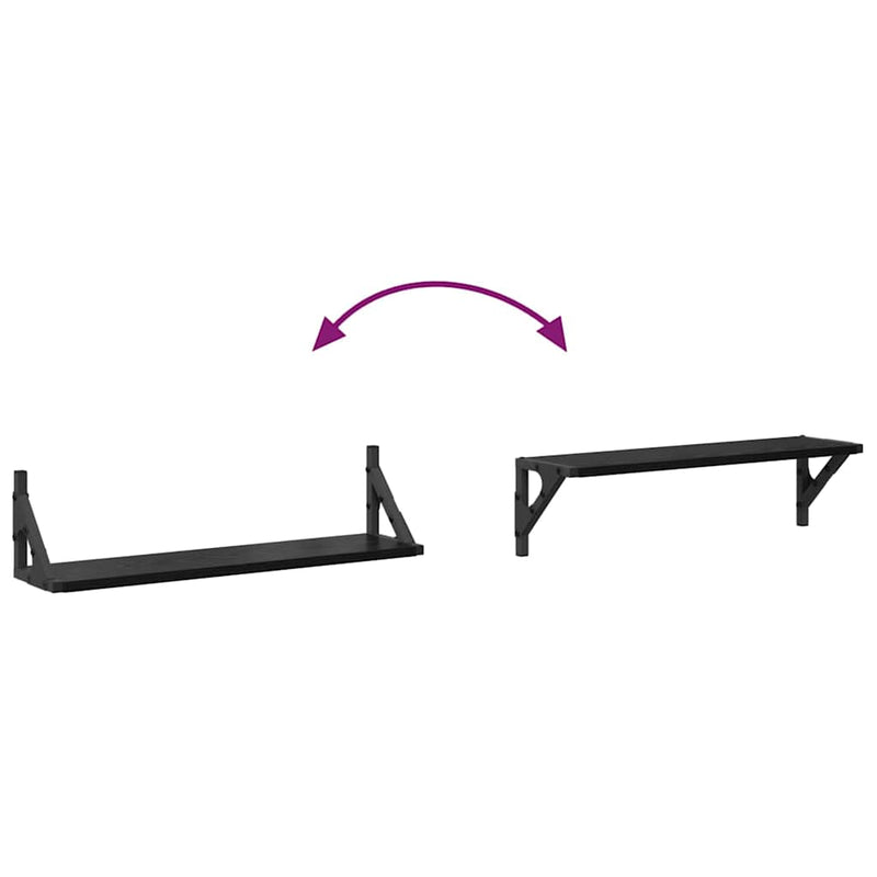 vidaXL Falpolcok 2 pcs Fekete tölgy 60 x 15 x 15,5 cm Faanyag