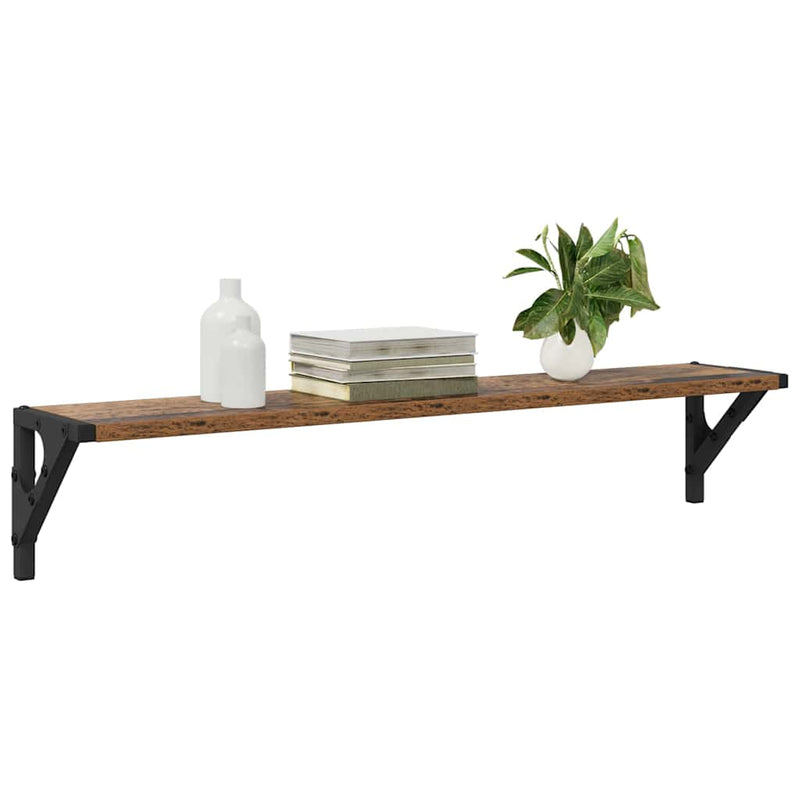 vidaXL Falpolcok polcokkal 2 pcs Öreg fa 80 x 15 x 15,5 cm Faanyag