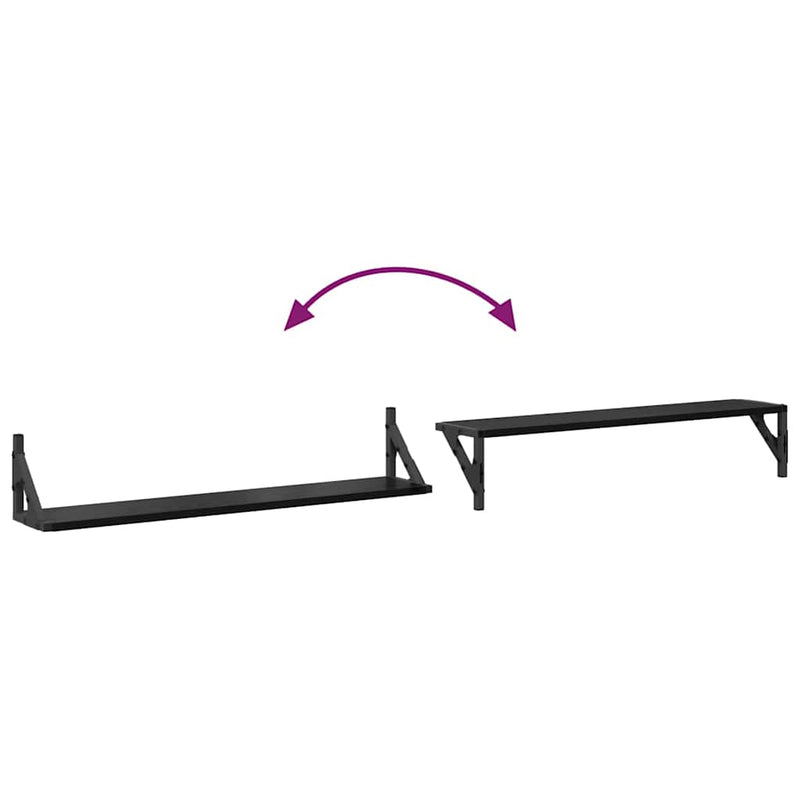 vidaXL Falpolcok 2 pcs Fekete tölgy 80 x 15 x 15,5 cm Faanyag