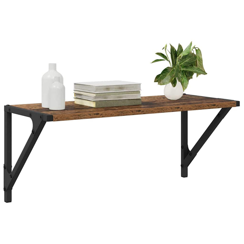 vidaXL Falpolcok polcokkal 2 pcs Öreg fa 60 x 25 x 25,5 cm Faanyag