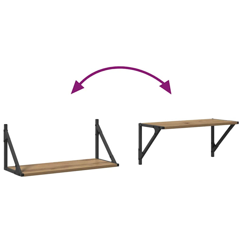 vidaXL Falpolcok 2 pcs Artisan tölgy 60 x 25 x 25,5 cm Faanyag