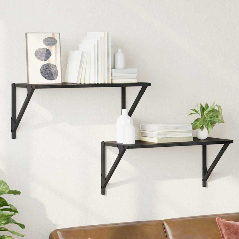 vidaXL Falpolcok 2 pcs Fekete tölgy 60 x 25 x 25,5 cm Faanyag