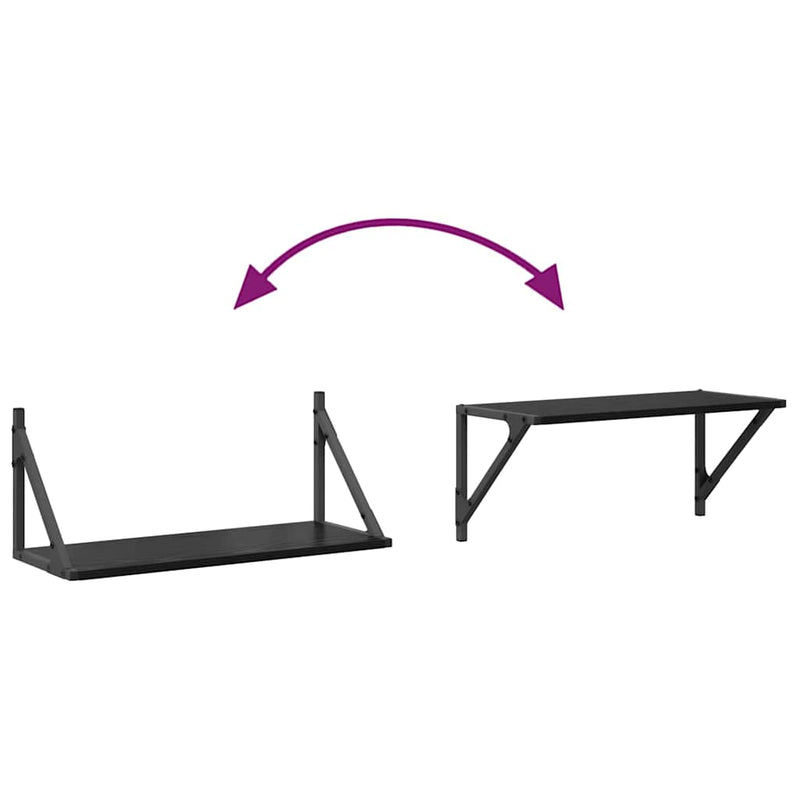 vidaXL Falpolcok 2 pcs Fekete tölgy 60 x 25 x 25,5 cm Faanyag