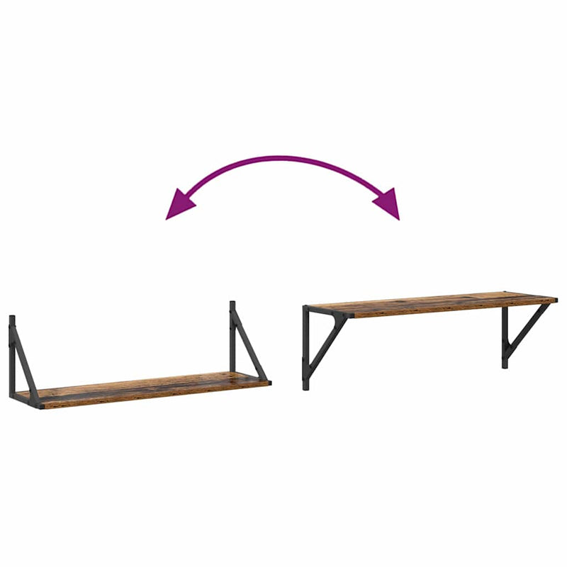vidaXL Falpolcok polcokkal 2 pcs Öreg fa 80 x 25 x 25,5 cm Faanyag